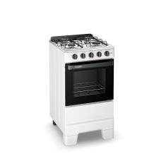 Fogão a Gás Mesa Inox e Forno 50L Limpa Fácil Esmaltec IDEAL POP F4ISB Cor Branco 4 bocas