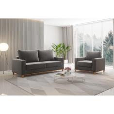Kit Sofá Living 2 Lugares 181,5cm e Poltrona Alpino Grafite