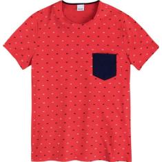 Camiseta Manga Curta Masculina Estampada Malwee Vermelho