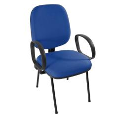 Cadeira Escritório Coletiva Diretor Fixa Estofada com Braço Corsa Metal Wood Design Azul