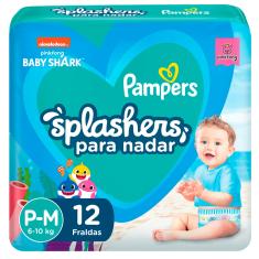 Fralda Pampers Praia e Piscina Splashers Baby Shark P/M - 12 Unidades 12 Unidades