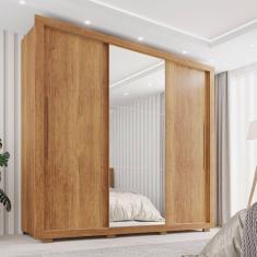 Guarda-roupa Casal com Espelho 3 Portas 4 Gavetas Costa Rica Cinamomo