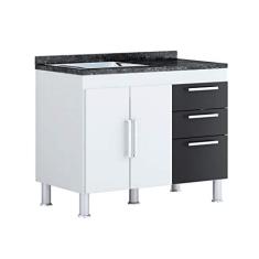 Balcão de Pia Gêmeos 1,00 - Branco/Preto