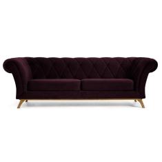 Sofá 230cm 3 Lugares Base Madeira Império B-292 Veludo Uva