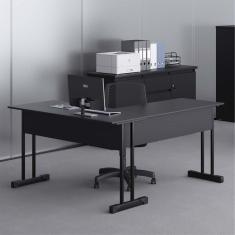 Mesa Em L Com 2 Gavetas Rael Preto Onix