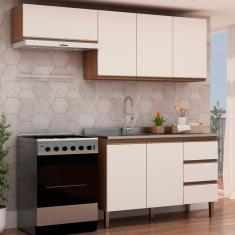 Cozinha Modulada 3 Peças sem Tampo 2 Aéreos 1 Balcão Ébano/Off White