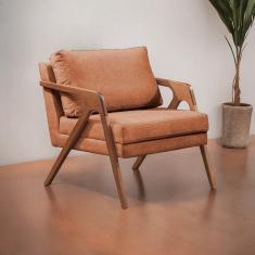 Poltrona Madeira Maciça Mona Luxo Terracota