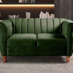 Namoradeira Realeza Sofá Chesterfield Decoração Sala Recepção Estilo Retrô Verde