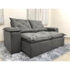 Sofá Retrátil e Reclinável 2,20m em Tecido Veludão C/ Pillow nos Braços Athenas