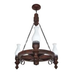 Lustre Muller Roda Carroça 3 Lâmpadas Envelhecido 903E - LUMINARIAS MU