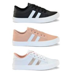 kit  3 paresTênis feminino casual super estiloso confortável fashion d