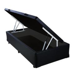 Cama Box Solteiro com Baú Sonnoforte material sintético Preto com Pist