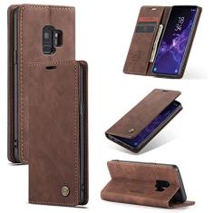 UEEBAI Capa carteira para Samsung Galaxy S9 Plus, capa de couro PU premium vintage fosco carteira flip [compartimentos para cartões] [fecho magnético] função de suporte fólio à prova de choque