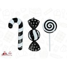 Kit Atacadista 15 Peças de Doces Enfeites de Natal de 25 cm - Decoraçã