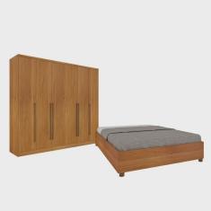 Quarto De Casal Guarda-Roupa 6 Portas Portugal E Cama Box Casal Queen Monaco Espresso Móveis