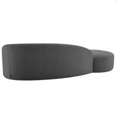 Divã Recamier Orgânico França 200cm Lado Esquerdo Linho - Amarena Moveis Cor Cinza Escuro