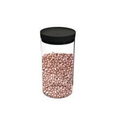 Porta Mantimentos Pote Transparente Tampa Preta 1,9L