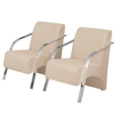 Kit 2 Poltronas Decorativas Vênus 1 Lugar Braço Pé Alumínio D Salla Suede
