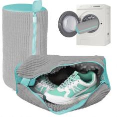 Bolsa para máquina de lavar sapatos, kit de limpeza de tênis para tênis de ginástica e sapatilhas, bolsa de lavanderia com design de proteção com zíper, tamanho grande para sapatos femininos,