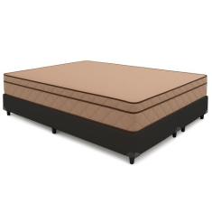 Cama Box King 193 Tecido Sintético Preto Com Colchão Polônia Bello Box