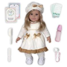 Boneca Bebê Reborn Princesa Larinha Loira Roupa Creme 53Cm - Cegonha R
