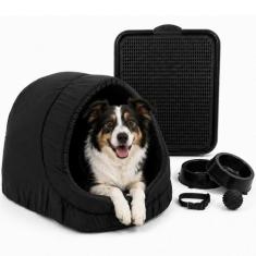 Kit Cama Toca Iglu Pet Grande Sanitário Comedouro Coleira Bolinha - Su