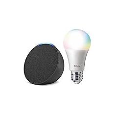 Echo Pop | Smart speaker compacto com som envolvente e Alexa | Cor Preta+ Lâmpada Elgin 10W