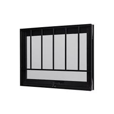 Janela de Alumínio Maxim-ar 60x60cm com Grade e Vidro Boreal Ultral Ramassol Preto