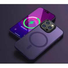 Capa de telefone fosca translúcida fosca para iphone 15 14 13 12 11 pro max plus capa magnética de carregamento sem fio, roxo escuro, para iphone 14