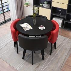 Mesa de conferência de escritório Mesa de sala de reuniões pequena, mesa redonda de recepção de escritório Conjunto de mesa de jantar de cozinha simples 1 mesa 4 cadeiras Mesa de negociação