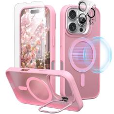 IDweel Capa para iPhone 16 Pro com protetor de tela e protetor de lente de câmera, compatível com MagSafe, suporte embutido para câmera, traseira rígida magnética, borda macia, capa flexível