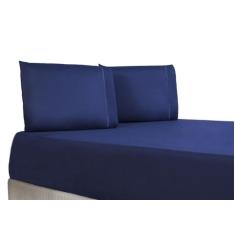 Lençol Casal Queen 3 Peças 400 Fios Ponto Palito - Maville, AZUL