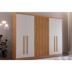 Guarda Roupa Casal 6 Portas e 4 Gavetas Denver Naturale/Off White - Rufato