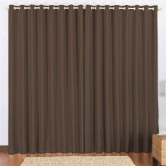 Cortina 2 Mts Sala Quarto Escritório Blackout Para Trilho Suisso Tabaco