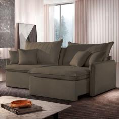 Sofá Cama Retrátil e Reclinável 220cm Colibri Cabecasa Madeiramadeira Cinza Rústico