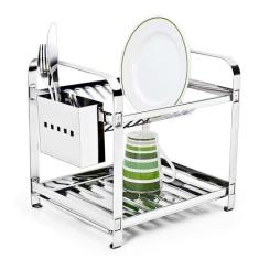 Escorredor 12 Pratos Em Aço Inox Com Porta Talheres Inox - Mak Inox