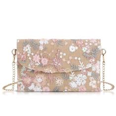 QTKJ Bolsas clutch para mulheres, pacote de envelope, bolsa de palha com flores bordadas de lantejoulas, bolsas de mão boêmias feitas à mão, Multicor, One Size