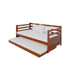 Sofá Cama Vintage Solteiro Enjoy Madeira Rústica Castanho - Marrom