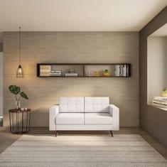 Sofá 2 Lugares Pé Palito Joy Linho Cotton Cru