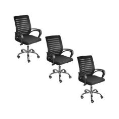 Kit 3 Cadeiras De Escritório Secretaria Diretor Roma Ergonômica - Ofic