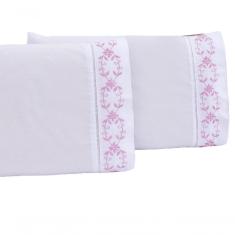 Jogo Lençol Queen Casal Bordado 3 Peças Branco Uva Veneza