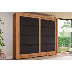 Guarda Roupa Casal 2 Portas De Correr E 4 Gavetas C- Pés Medelín Nature-preto