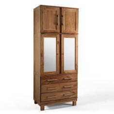 Guarda Roupa Solteiro com Espelho e Pés 4 Portas 3 Gavetas Paris - Lan