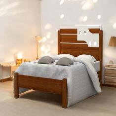 Cama Solteiro Com Aplique Espelho Luiza Cinamomo E Off