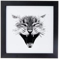 Arte Maníacos Quadro Decorativo Gato Miau - 65x46cm (Moldura em laca preta)