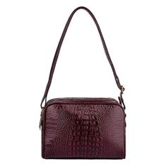 Bolsa quadrada de couro croco Daiana (Marsala)