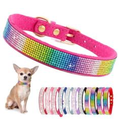 Coleira de cachorro com strass para cães pequenos, diamante brilhante, cristal, linda, joia, filhote, coleiras para animais de estimação, PPP, P, raças pequenas, médias, grandes, meninas, gatos,