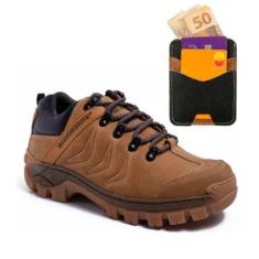 Kit Tênis Adventure Baru em Couro Legítimo + Porta Cartão Slim-Masculino