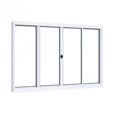 Janela de Aço de Correr 100x200cm 4 Folhas com Vidro Liso Riobras - Lu