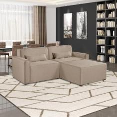 Sofá 2 Lugares em Linho com Puff 208cm Lutz Yescasa